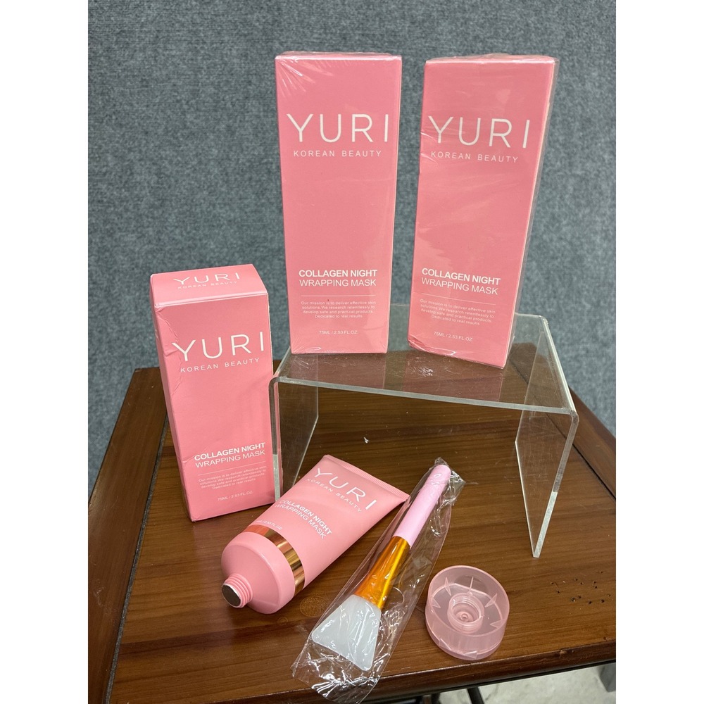 Yuri Korean Beauty Collagen Night Wrapping Mask 75ml Lot of 3 with Applicator
